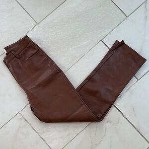Aritzia Melina Brown Faux Leather Pants